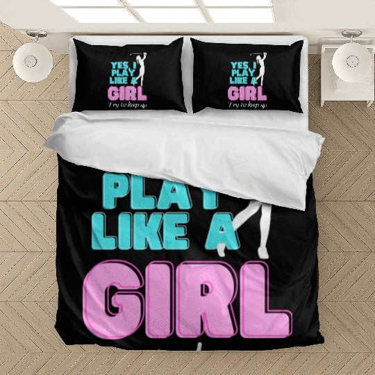 Yes I Play Like A Girl Golf Golfer Women Bedding Sets