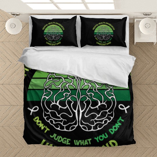 May Green Mental Health Awareness Month Brain Bedding Sets