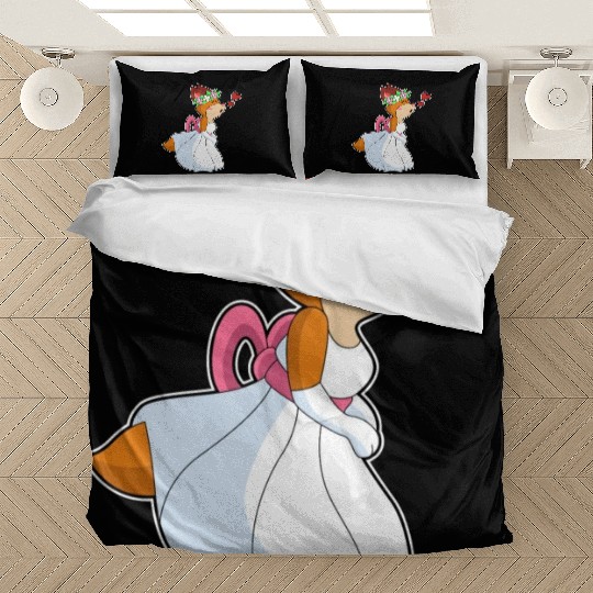 Fox As Bride With With Wedding Dress Flower Wreath Bedding Sets