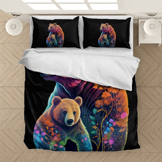 Mother Bear and Cub Sublimation Graphic Wild Life Bedding Sets