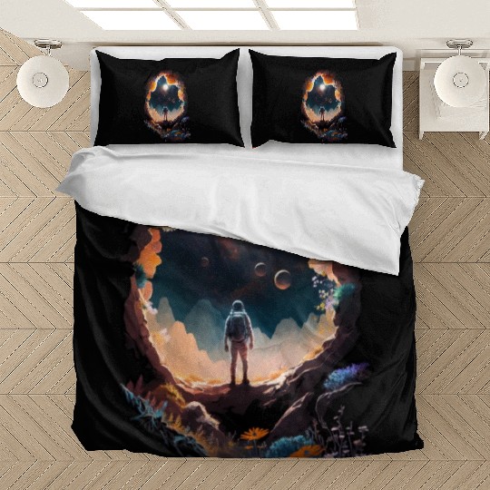 Astronaut Gazing at Stars Surreal Sci-Fi Universe Bedding Sets