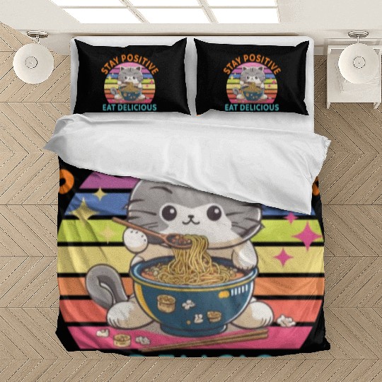 Stay positive Eat delicious Japanese Style Bedding Sets