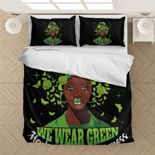 Butterfly May Green Mental Health Awareness Month Bedding Sets