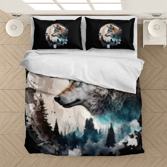 Wolf Moonlight Forest Wild Werewolf Watercolor Bedding Sets