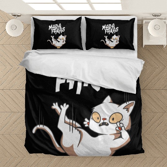 Clumsy Cat I Madafakas I White Cat Bedding Sets