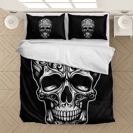 Skull Dia de los Muertos Halloween Tattoo Rose Bedding Sets
