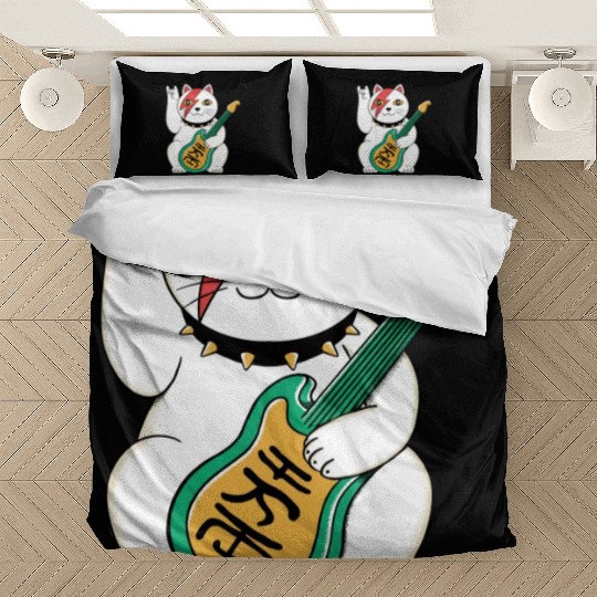 Lucky Cat Guitar Guitarist Bedding Sets