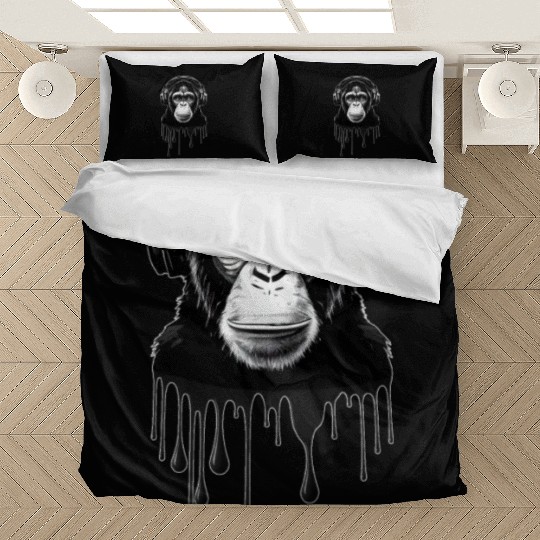 Chimpanzee with Headphones Monkey Music DJ Bedding Sets