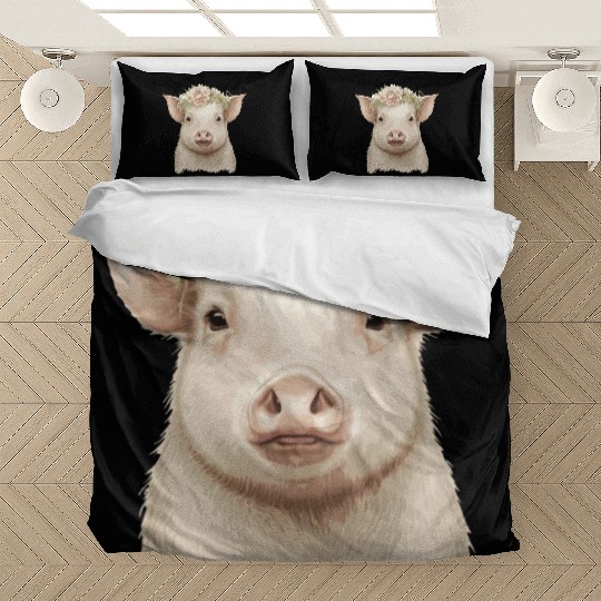 Piglet Flower Crown Pig Baby Floral Farm Animal Pe Bedding Sets