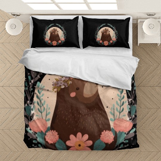 Flower Crown Mole Floral Farm Animal Pet Bedding Sets
