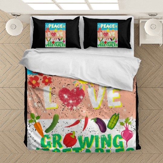 Peace love Vegetables design for him cool Bedding Sets