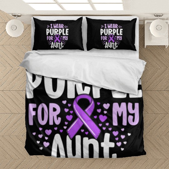 I Wear Purple For My Aunt Alzheimers Family Bedding Sets