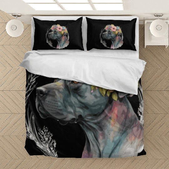 Cute Cane Corso Flower Crown Pet Dog Breed Puppy Bedding Sets