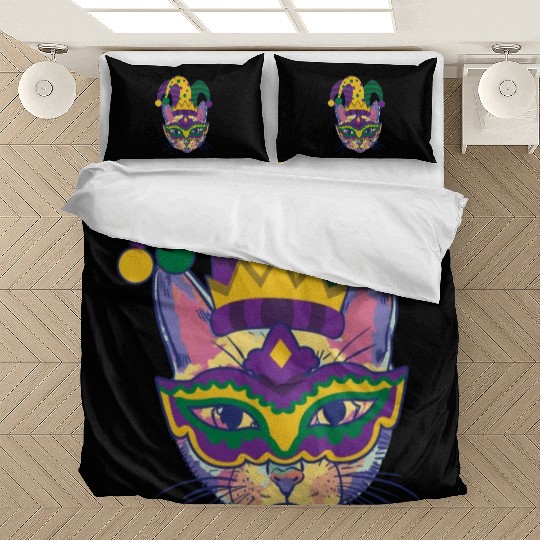 Mardi Gras Cat Cosplayer Jester Mask Costume Bedding Sets
