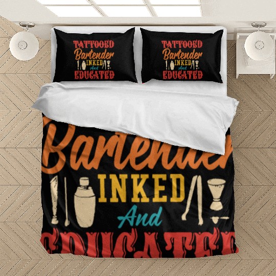 tattooed bartender inked and educated Bedding Sets