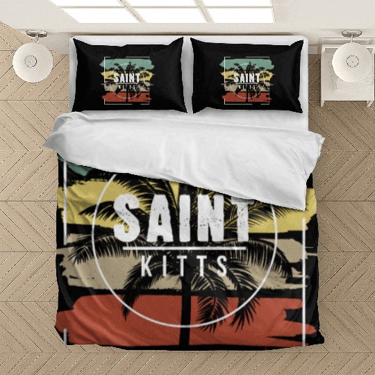 Saint Kitts Artistic Palm Tree Retro Bedding Sets
