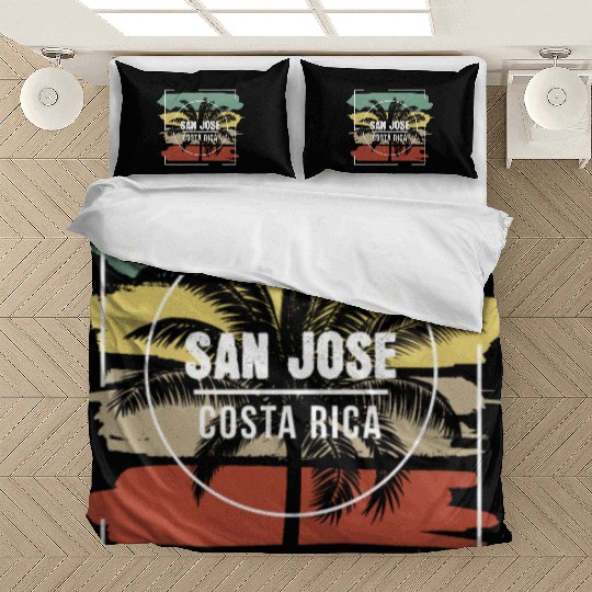 San Jose Costa Rica Artistic Palm Tree Retro Bedding Sets
