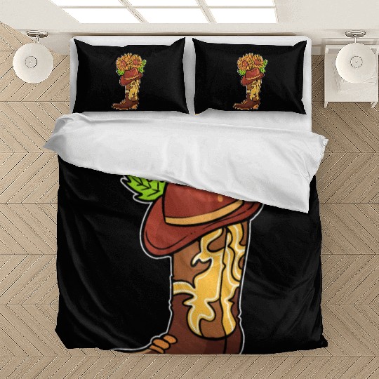 Cowboy Boots With Flowers Equestrian Bedding Sets
