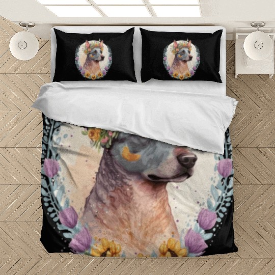 Cute Australian Cattle Dog Flower Crown Pet Dog Br Bedding Sets