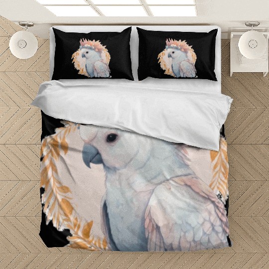 Cute Watercolor Cockatoo Parrot Bird Flower Crown Bedding Sets