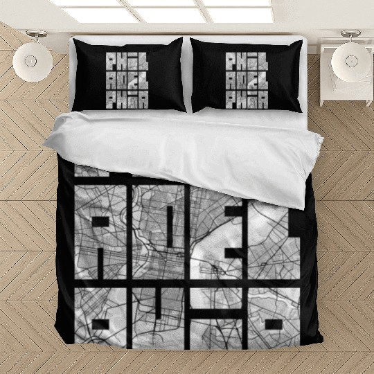 Philadelphia USA City Map Typography Light Bedding Sets
