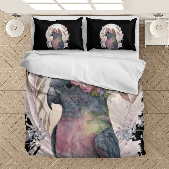 Watercolor Pionus Parrot Bird Flower Crown Pet Bir Bedding Sets