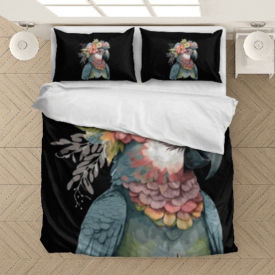 Cute Parrot Macaw Bird Flower Crown Pet Birds Bedding Sets
