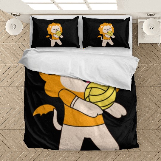 Kawaii cute lion playing volleyball Bedding Sets