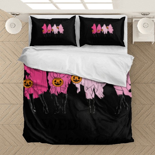 Breast Cancer On Wednesday We Wear Pink Halloween Bedding Sets