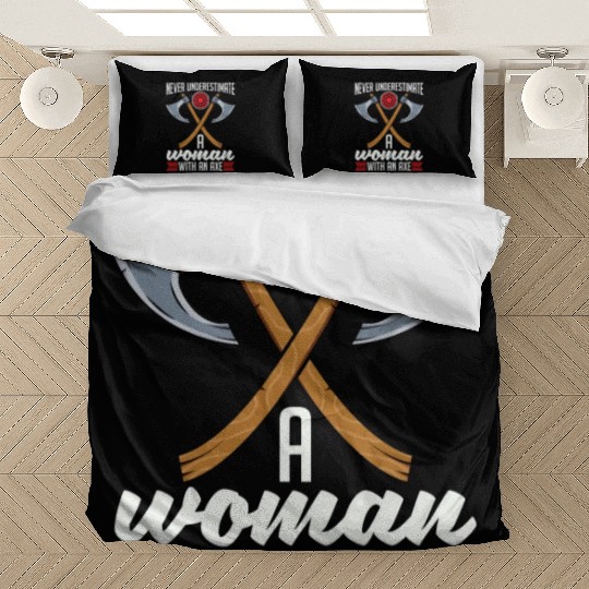 Axe Throwing Never Underestimate A Woman Bullseye Bedding Sets