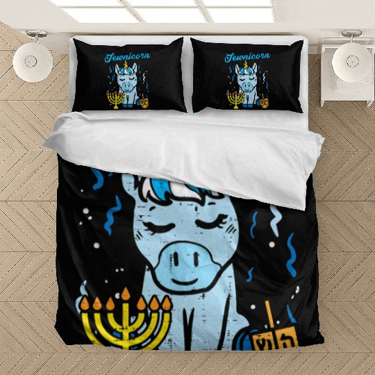 Jewnicorn Jew Unicorn Cute Hanukkah Pajamas Bedding Sets