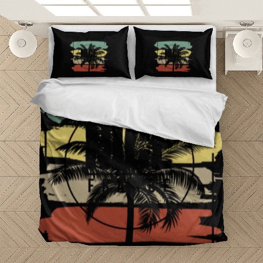 Nice France Palm Tree Retro Artistic Bedding Sets