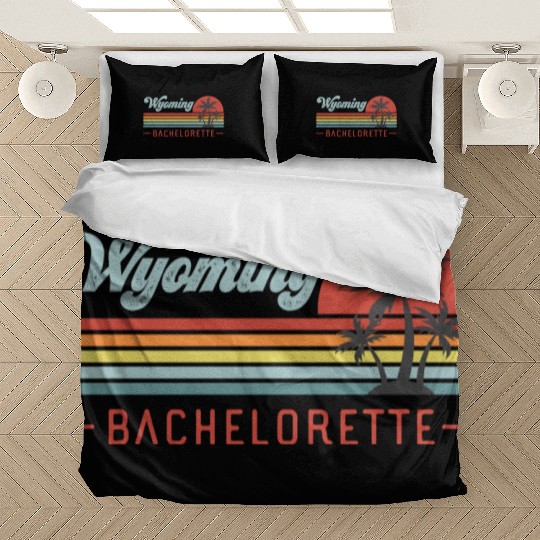 Wyoming Bachelorette, Palm Trees & Vintage Sunset Bedding Sets