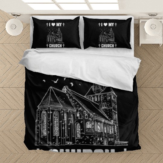 I Love My Church Funny Religious Guy Girl Church Bedding Sets
