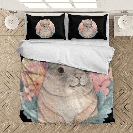 Cute Chinchilla Flower Crown Pet Floral Rodent Lov Bedding Sets