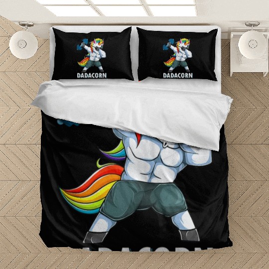 Dadacorn Unicorn Dad Gym Fitness Funny Fathers Day Bedding Sets