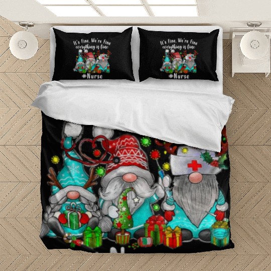 Gnome Its Fine Im Fine Everything Is Fine Xmas Bedding Sets