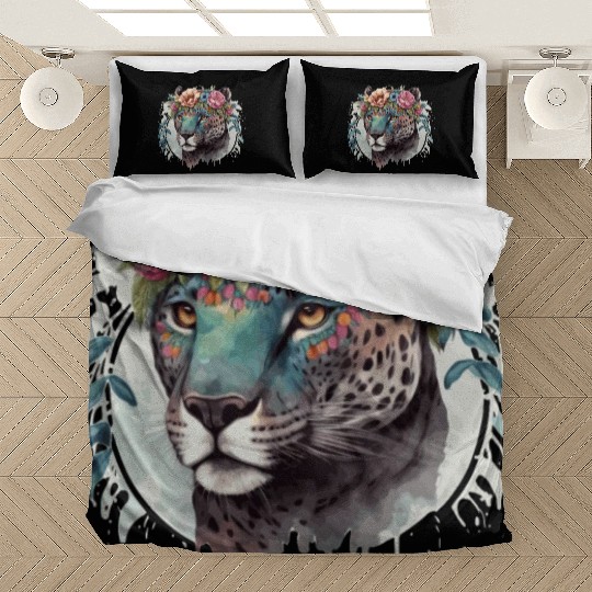 Cute Jaguar Flower Crown Africa Safari Animal Love Bedding Sets