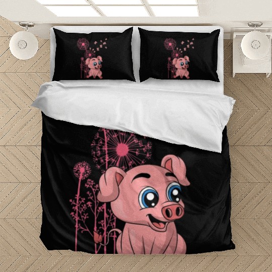 Dandelion Piglet Farm Animal Lover Farmer Cute Pig Bedding Sets