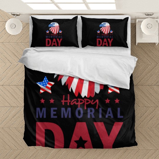 Happy Memorial Day Veterans Brave US Eagle Stars Bedding Sets