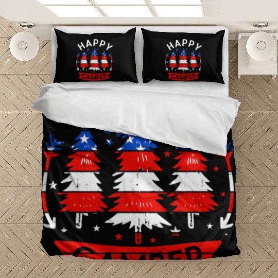 Happy Camper US Flag Patriotic 4th Of July Bedding Sets