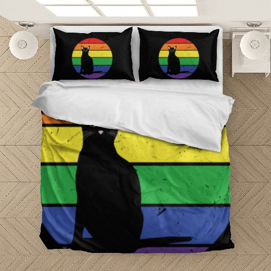 Rainbow Cat Gay LGBTQ Rainbow LGBT Pride Month Bedding Sets