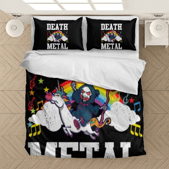 Death Metal Grim Reaper Riding A Unicorn Trick Bedding Sets