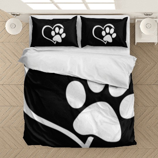 Dog Dad Mom Puppy Bedding Sets Love Dogs Paw Print Heart