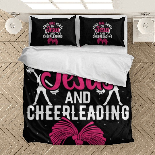 This Girl Runs On Jesus And Cheer Funny Bedding Sets