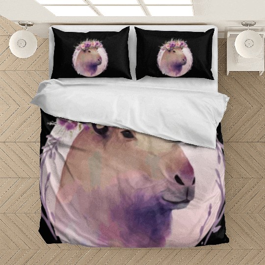 Cute Capybara Rodent Flower Crown Floral Watercolo Bedding Sets
