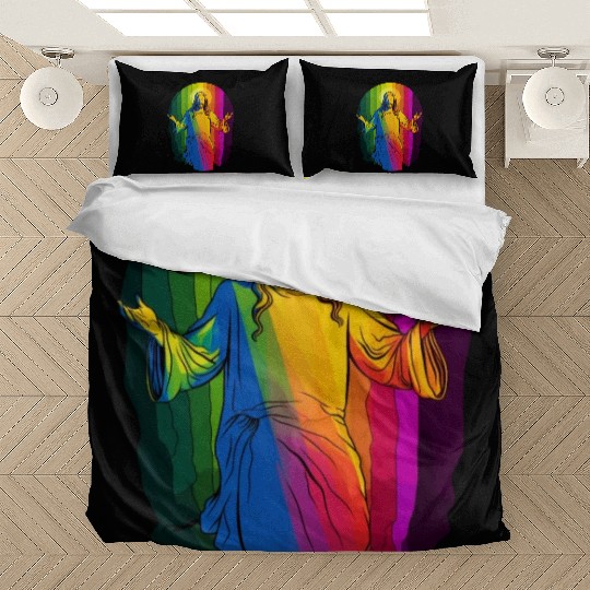Rainbow Jesus: Embrace Love, Faith, and LGBTQ Bedding Sets