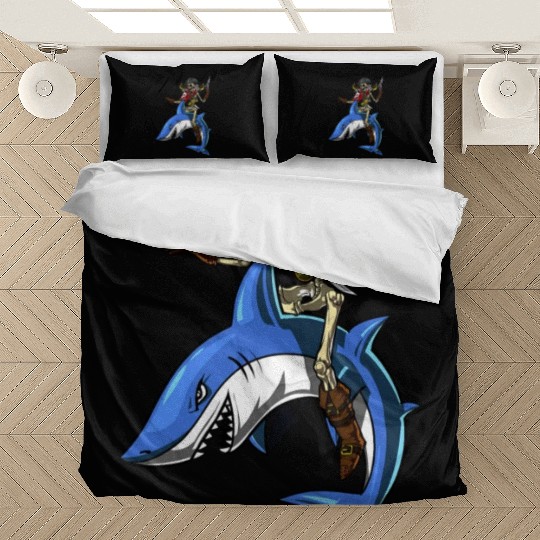 Skeleton Pirate Sailor Riding Shark Ocean Fantasy Bedding Sets