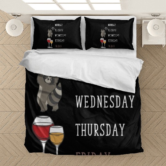 Raccoon Wine Lover Funny Weekend Party Bedding Sets