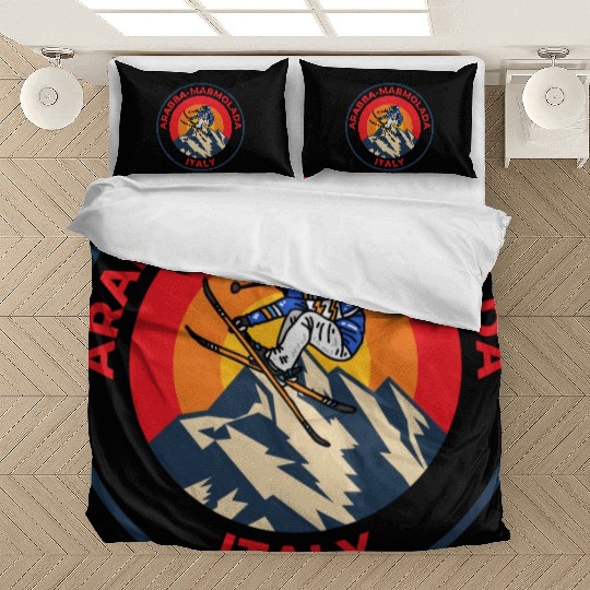 Vintage Skiing in Arabba-Marmolada Italy Sunset Bedding Sets